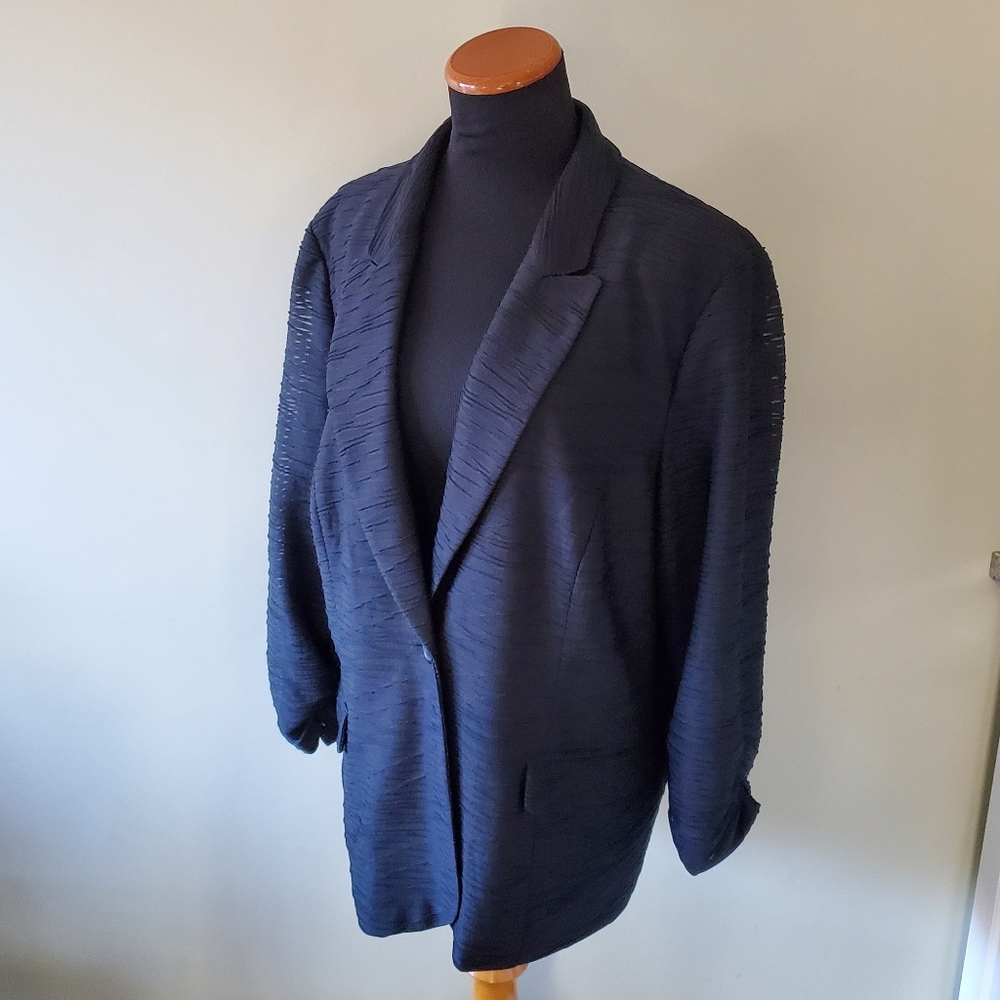 Chico's XL Modern Contemporary Whimsigoth Romantic Illusion Sleeve Blazer - Picture 3 of 14